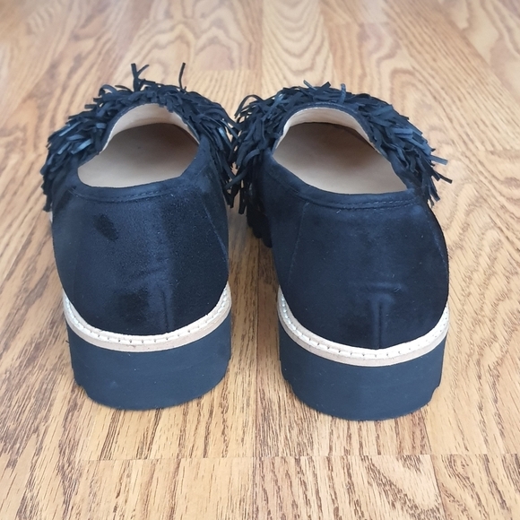 Ron White X Vibram "Skylar" Fringe Loafer Womens 37 Onyx Black Suede Italy - Picture 11 of 13